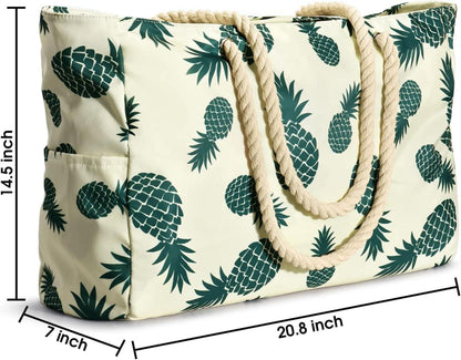 Oscaurt Strandtasche Groß Wasserdicht XXL Tote Bag mit Reißverschluss Ananas