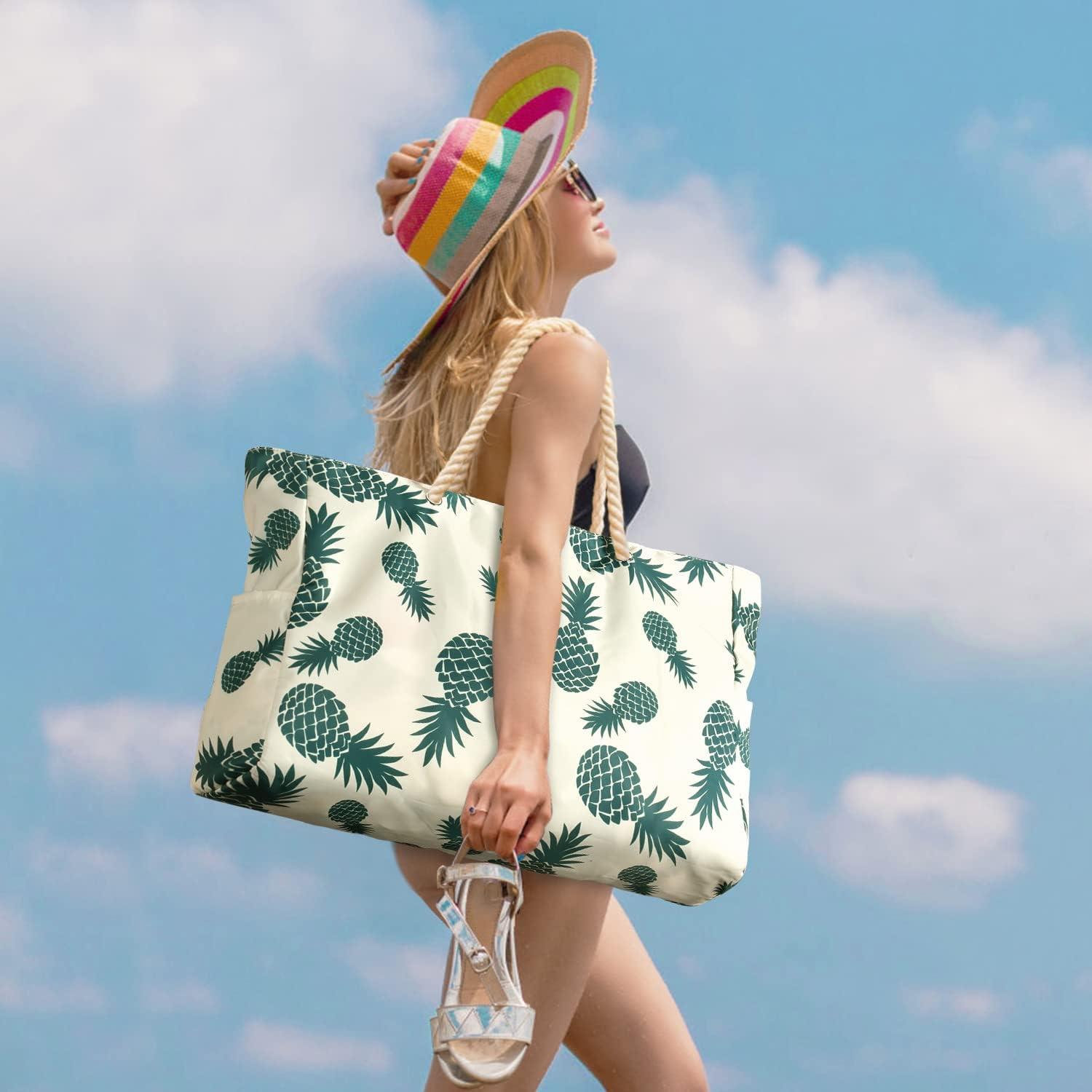 Strandtasche Groß Wasserdicht Tote Bag Reißverschluss XXL Ananas