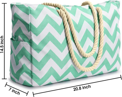 Strandtasche XXL Wasserdicht mit Reißverschluss in Türkisgrün