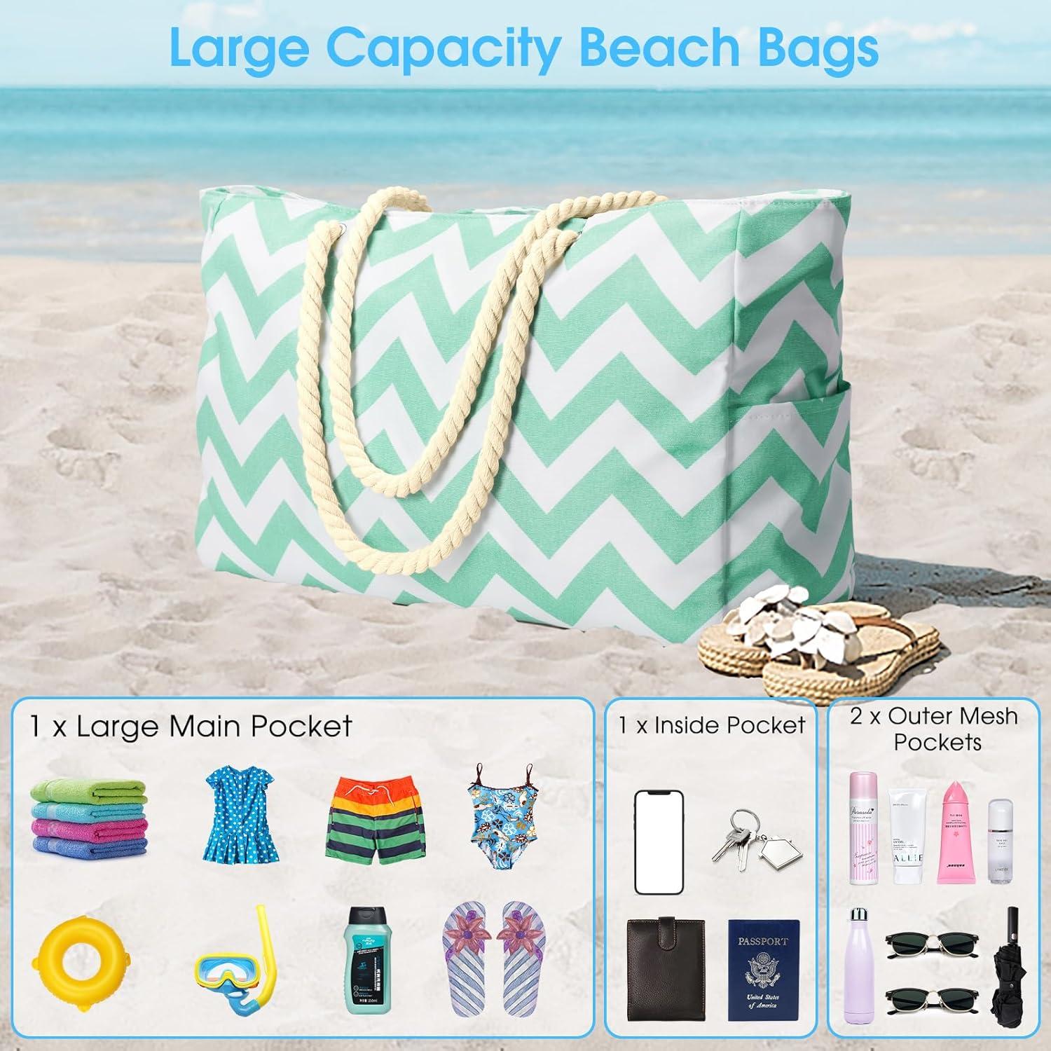 Strandtasche Groß Wasserdicht Reißverschluss XXL Türkisgrün