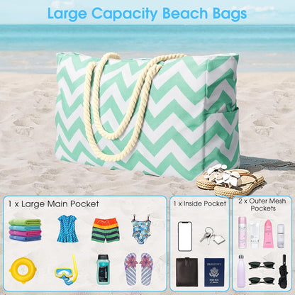 Strandtasche Groß Wasserdicht Reißverschluss XXL Türkisgrün