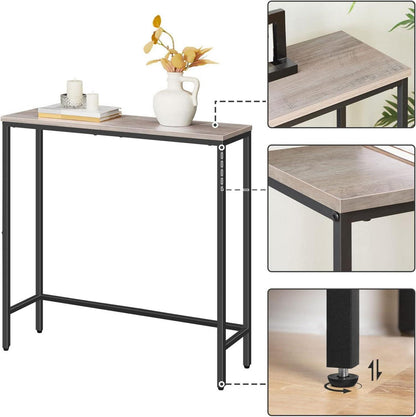 Schmaler Konsolentisch 75 cm Beistelltisch Flurtisch Greige Schwarz
