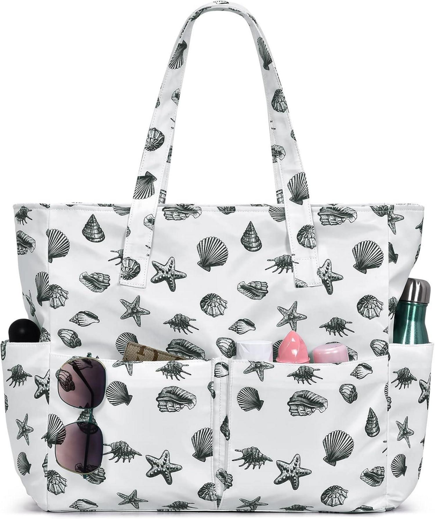 Strandtasche XXL mit Reißverschluss, wasserdicht, Damen, Umhängetasche