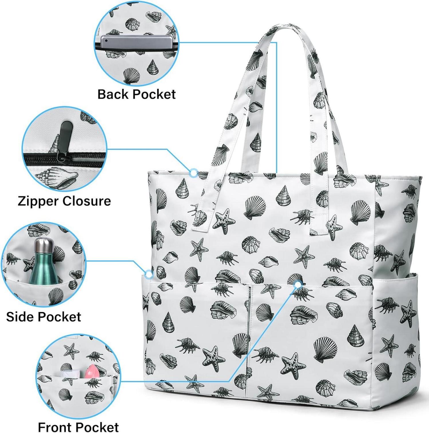 XXL Wasserdichte Strandtasche mit Reißverschluss und 9