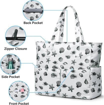 XXL Wasserdichte Strandtasche mit Reißverschluss und 9