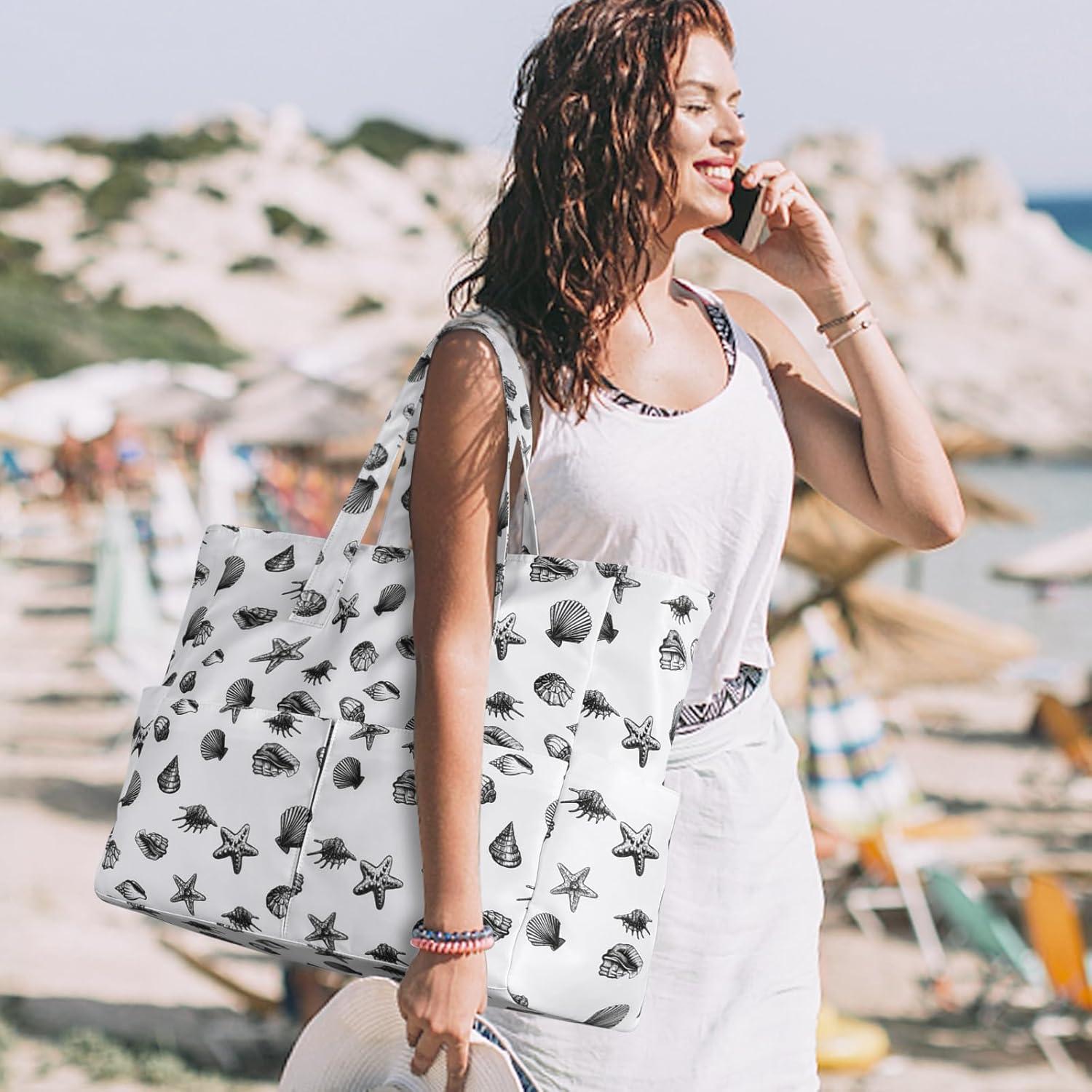 Wasserdichte XXL Strandtasche mit Reißverschluss für Damen