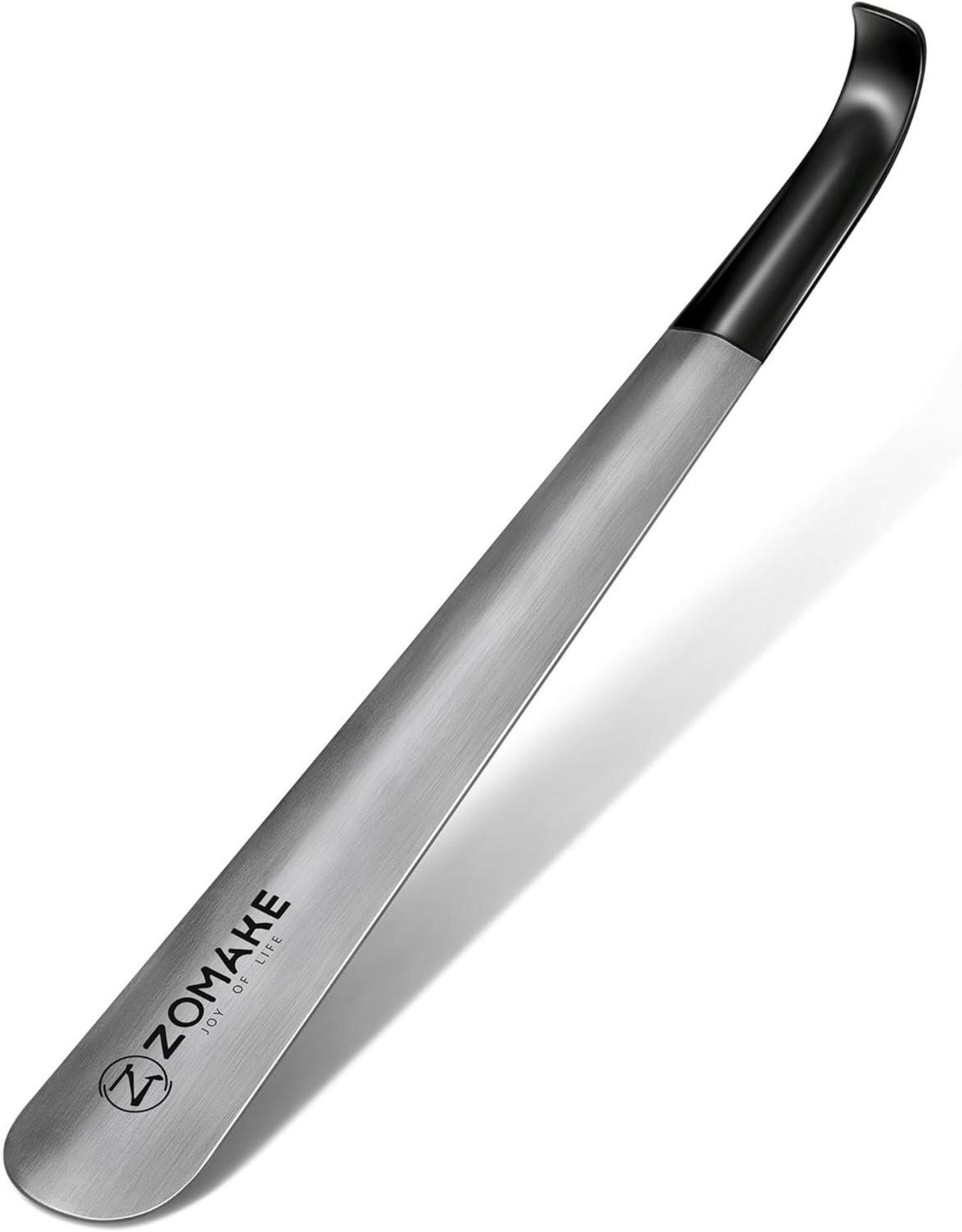 Schuhlöffel Metall 42cm Shoe Horn Edelstahl Silber Gummihülse