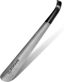 Schuhlöffel Metall 42cm Shoe Horn Edelstahl Silber Gummihülse