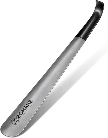 Schuhlöffel Metall 42cm Shoe Horn Edelstahl Silber Gummihülse