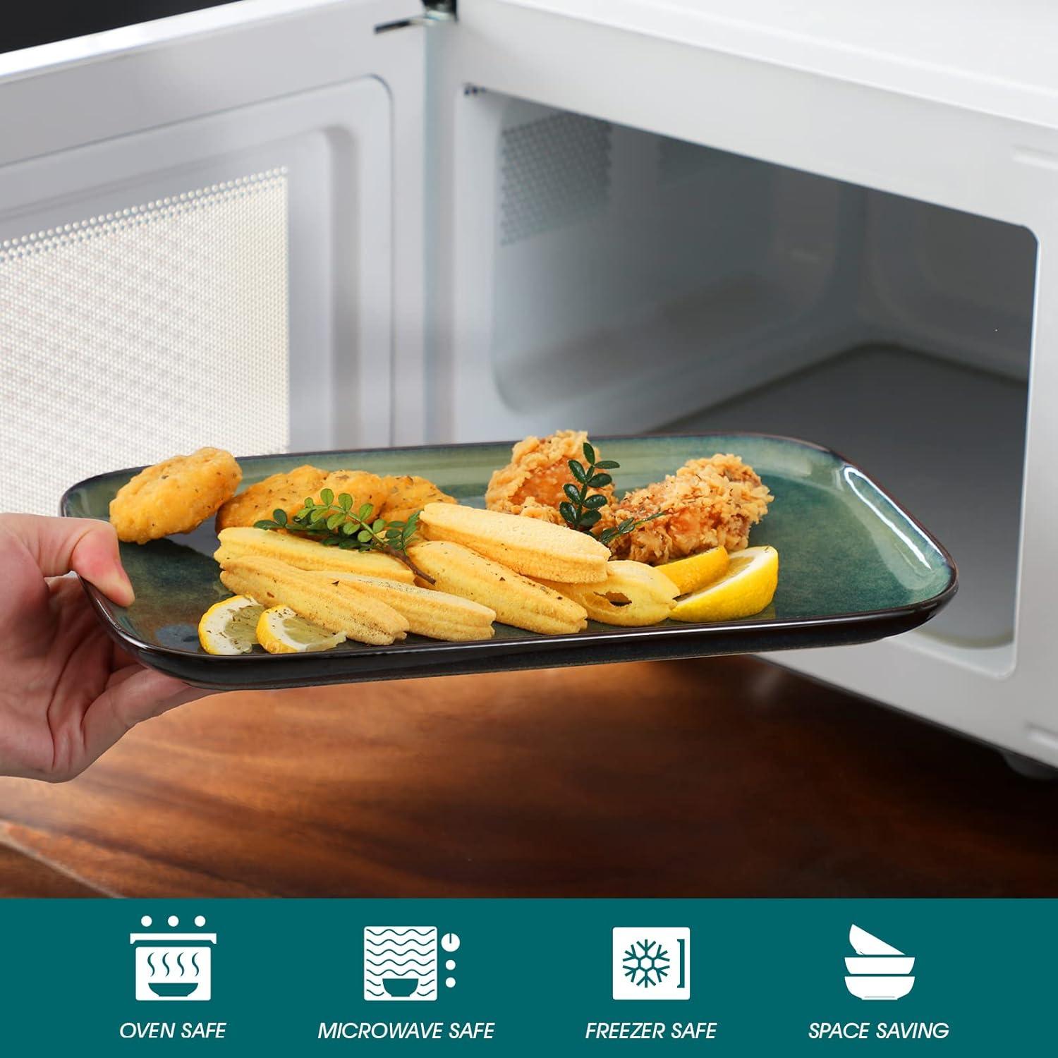 vancasso STERN Teller Set 4 Personen Steingut Geschirr Spülmaschinen Mikrowellenfest Grün 4-Set