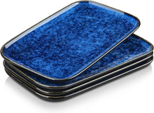 Servierplatten Set 4 Personen Steingut Geschirr Blau-Grün