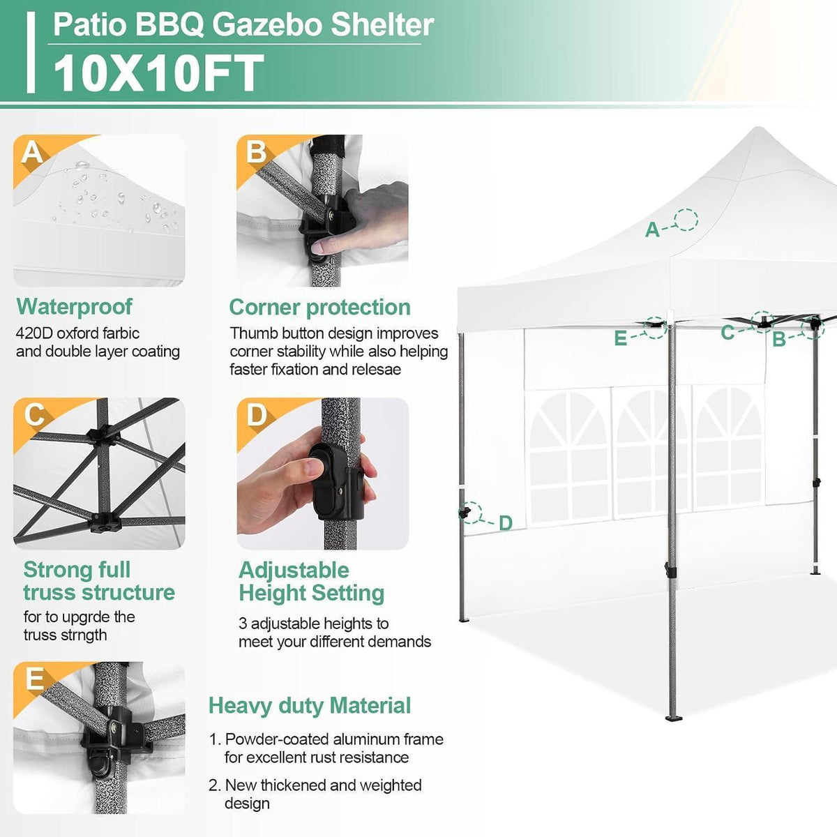 Faltpavillon 3x3 wasserdicht – Partyzelt mit Seitenteilen & Laufradtasche