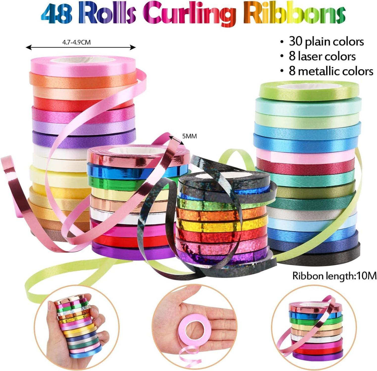 48er Set Ringelband Geschenkband 5mm 10m - Deko für Geburtstag