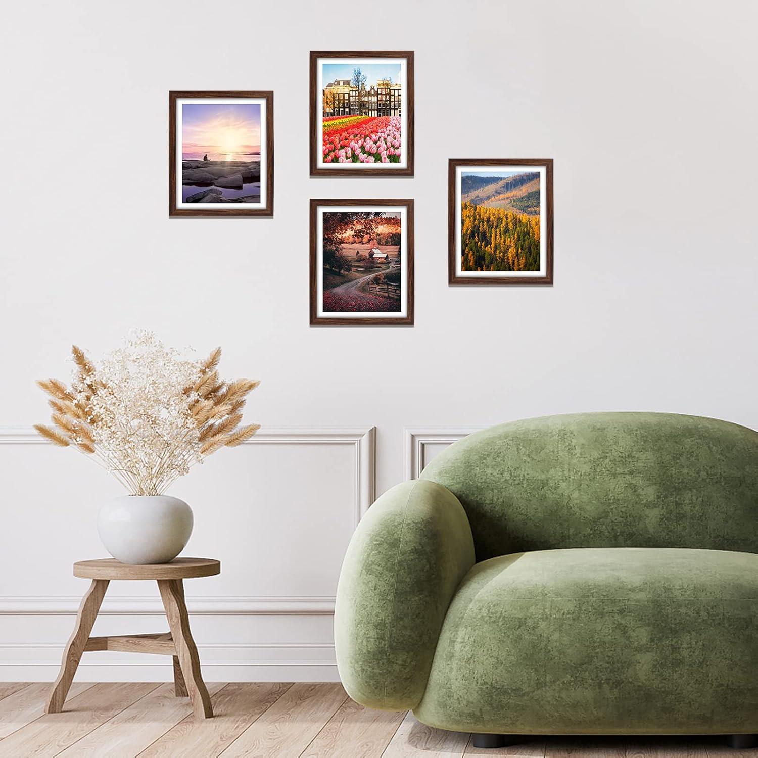 Bilderrahmen Set 20x25 cm Braun 4er-Set Fotorahmen Passepartouts Wand Tisch Expo