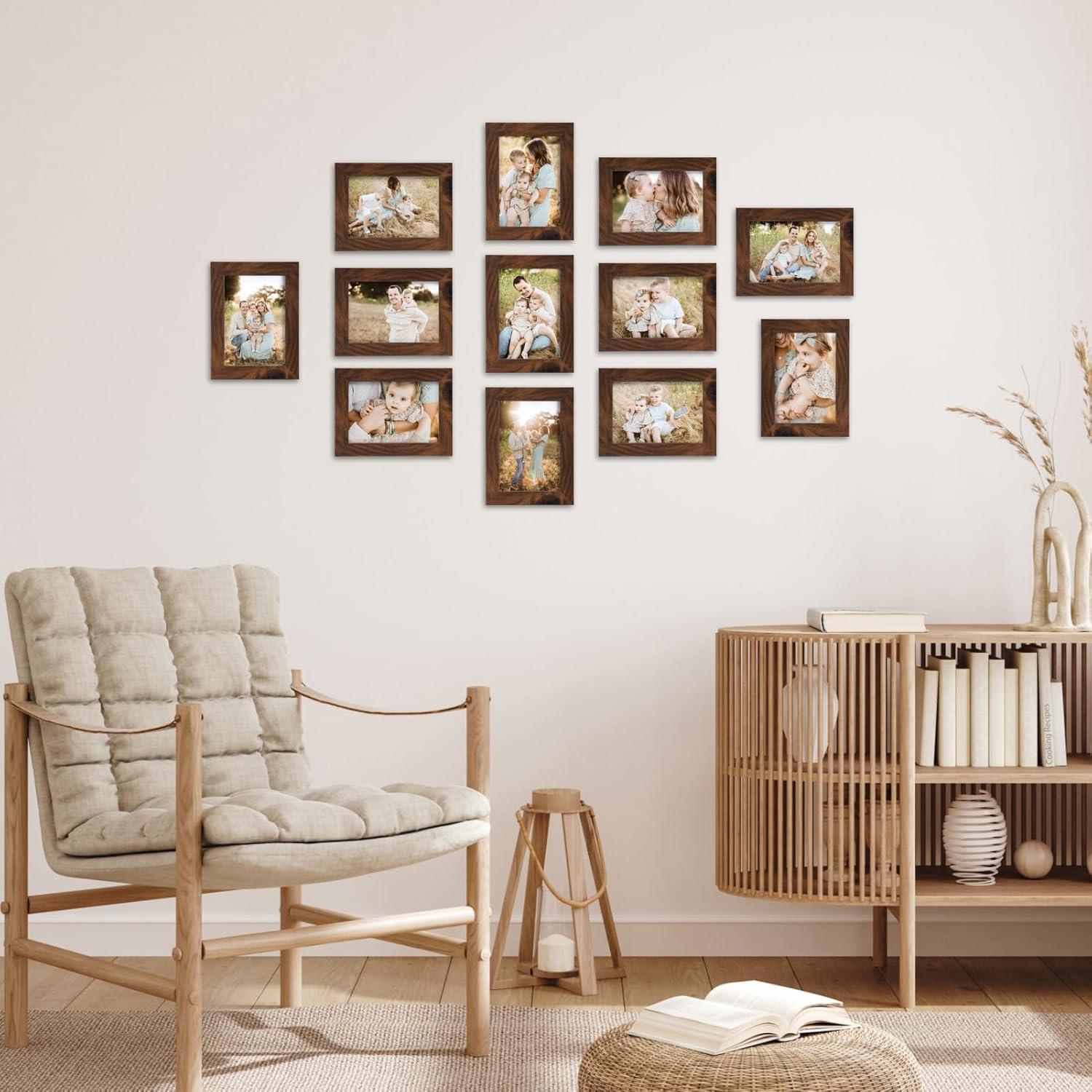 12er Set Bilderrahmen 9x13 cm Braune Fotorahmen Collage Plexiglas Wand Tisch 9x13cm
