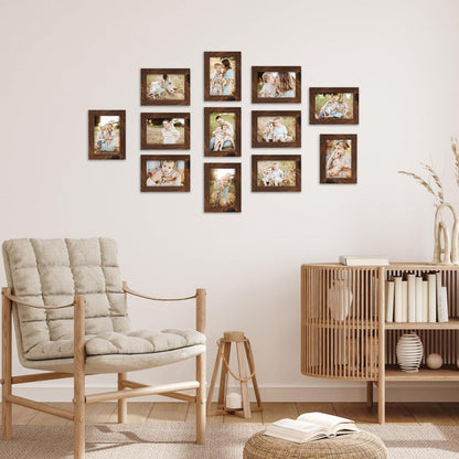 12er Set Bilderrahmen 9x13 cm Braune Fotorahmen Collage Plexiglas Wand Tisch 9x13cm