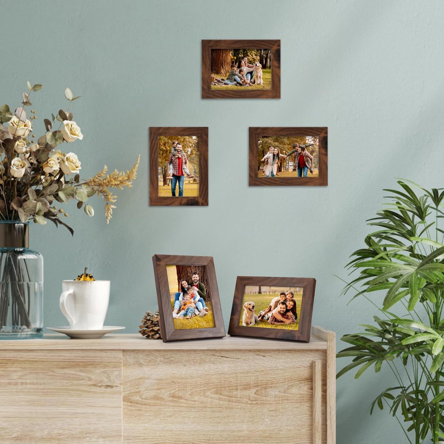 12er Set Bilderrahmen 9x13 cm Braune Fotorahmen Collage Plexiglas