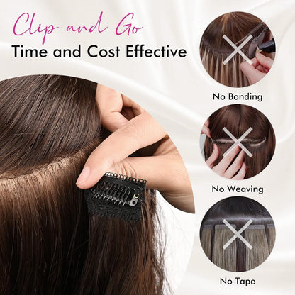 60cm lange Wellenhaarverlängerung mit Clips - Silber Grau
