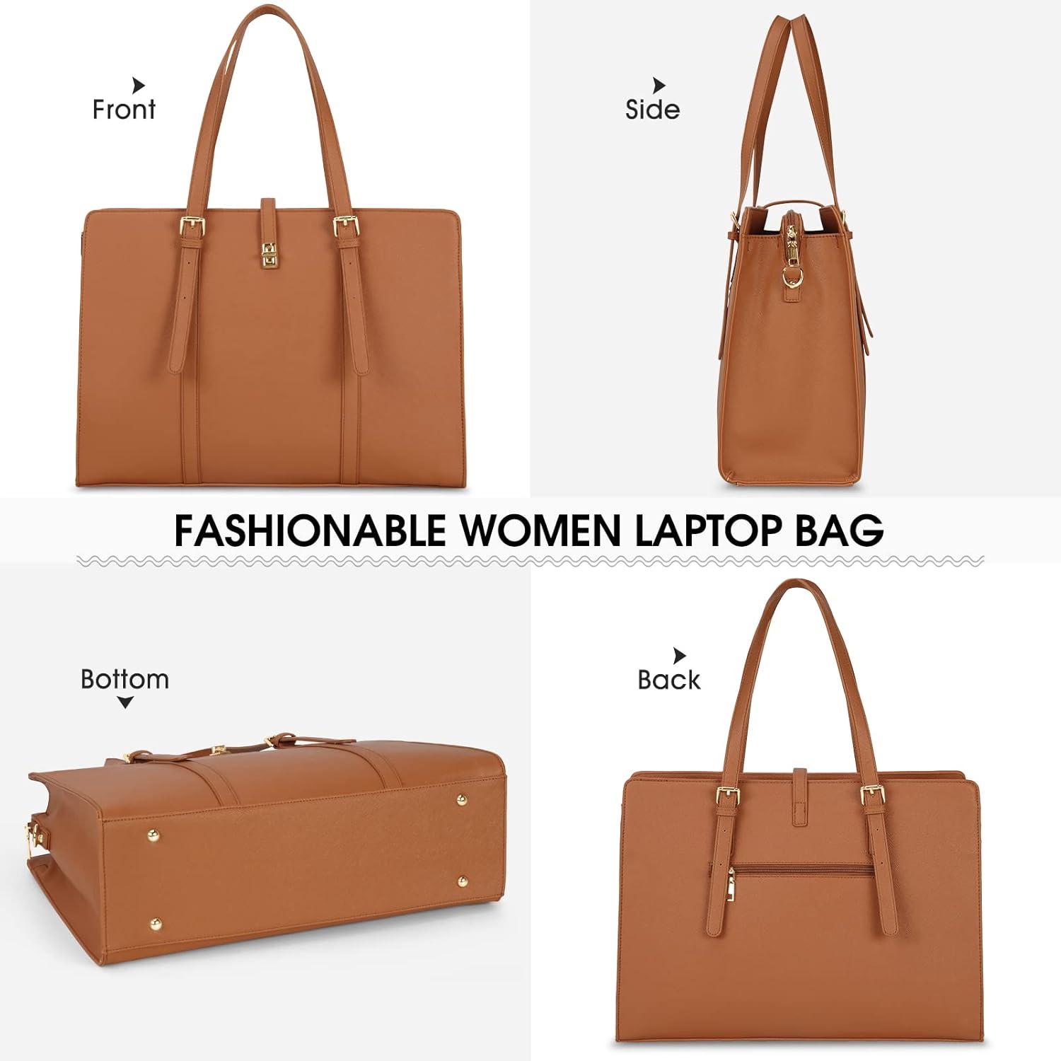IGOLUMON Damen Handtasche Shopper Wasserdicht 15,6 Zoll Braun