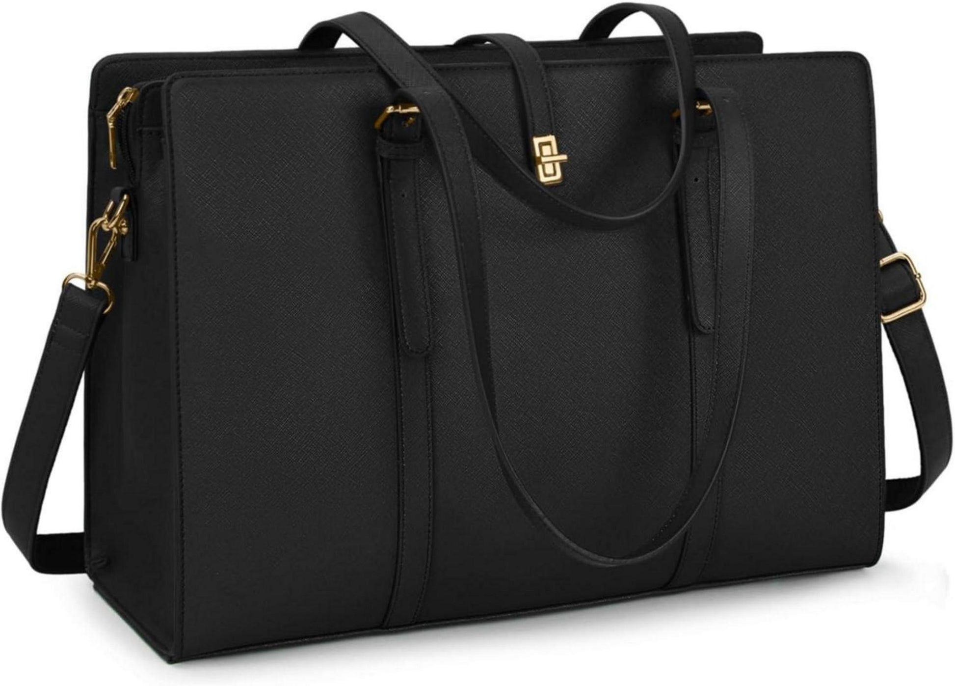 Große Schwarze Wasserdichte Handtasche Damen 15.6 Zoll PU Leder