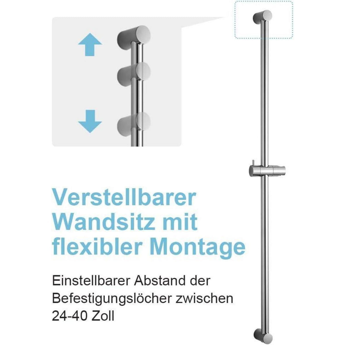 Verstellbare Duschstange 100cm mit Handbrausenhalter