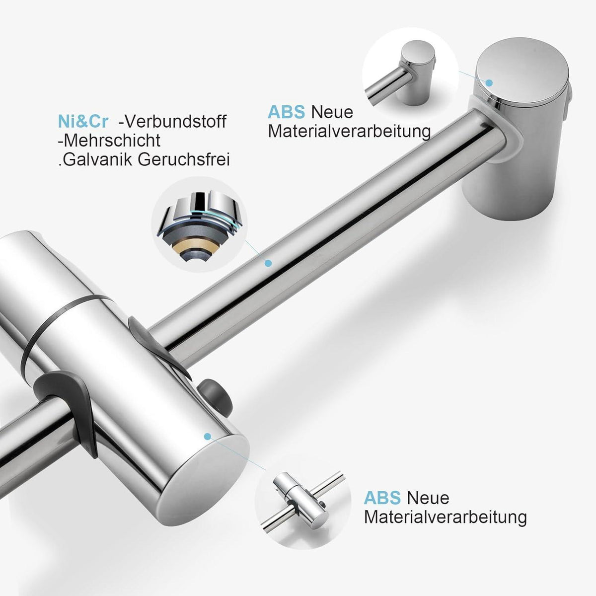 Verstellbare Duschstange 100cm mit Handbrausenhalter