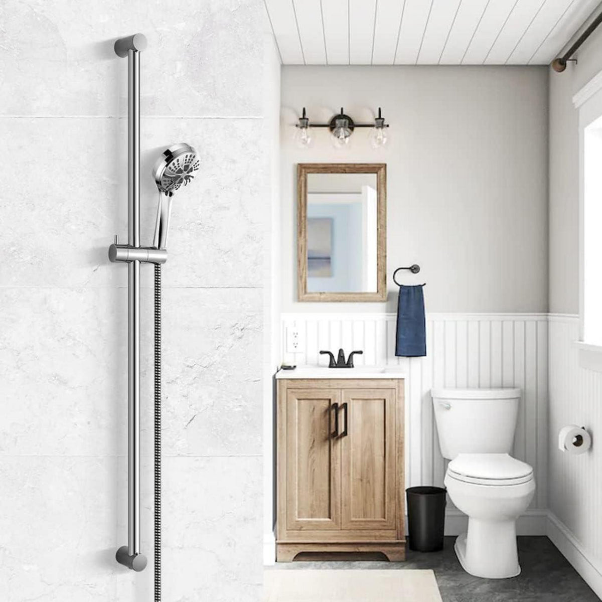 Verstellbare Duschstange 100cm mit Handbrausenhalter