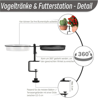 2-in-1 Vogeltränke & Futterstation für Balkon & Garten