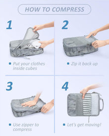 Packwürfel Set 6-TLG. Kleidertaschen Kompressionspacktaschen