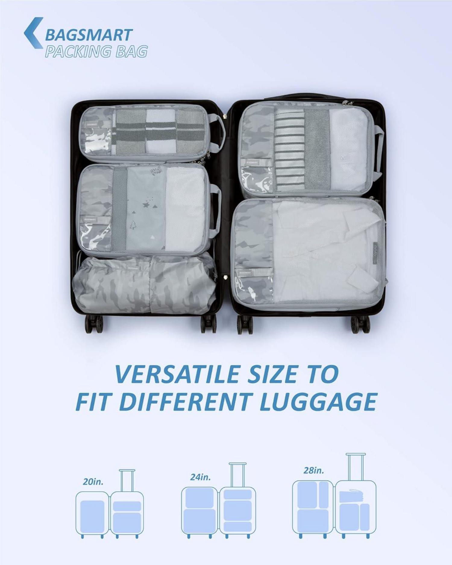 Kleidertaschen Set 6-teilig Packwürfel Wäschesack Rucksack Reise