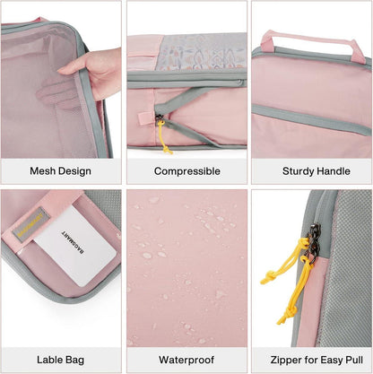 BAGSMART Koffer Organizer Packwürfel Kompression 2er Set Rose