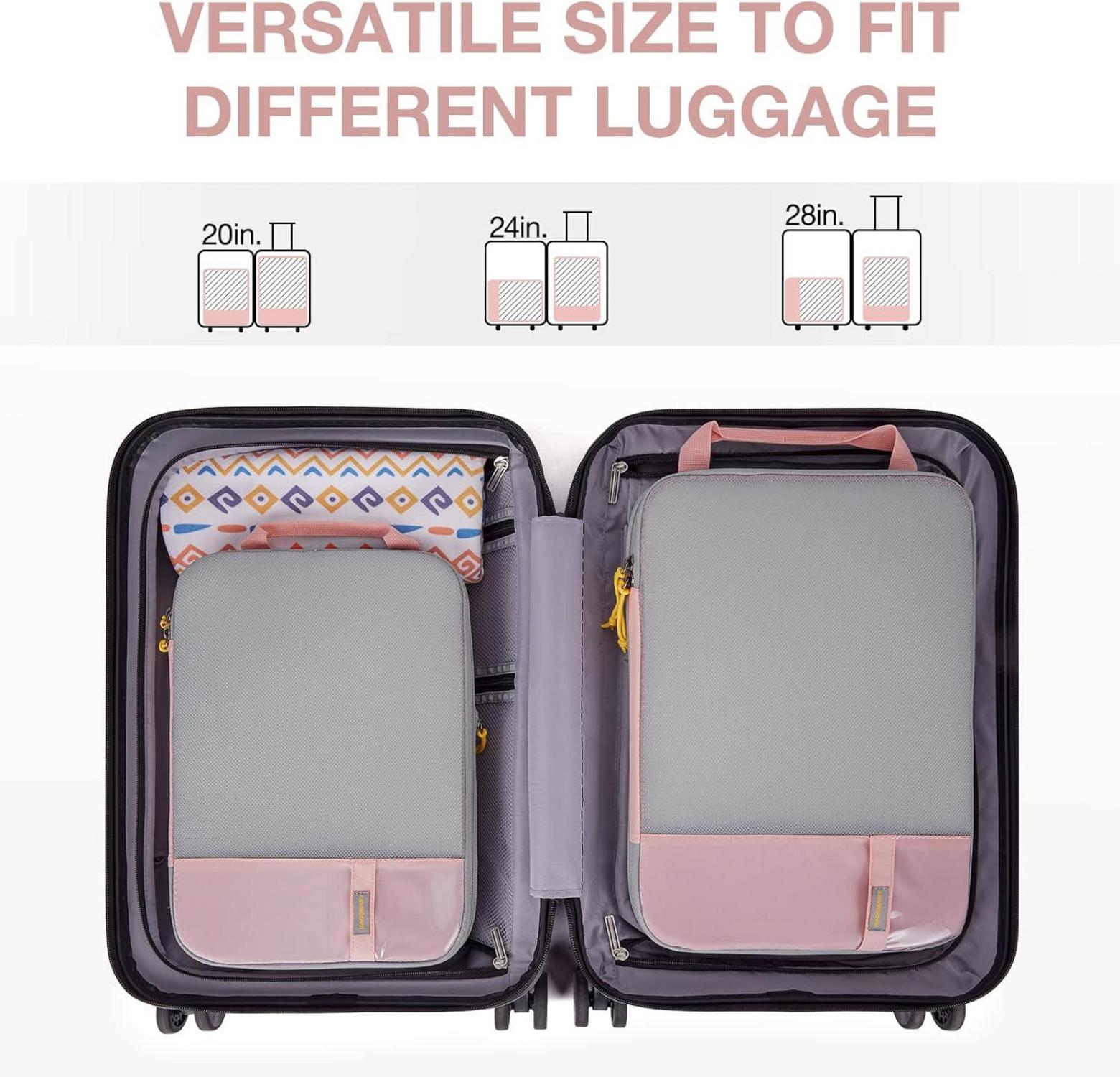 Koffer Organizer Packtaschen 2er Set, Kompressionswürfel Rose