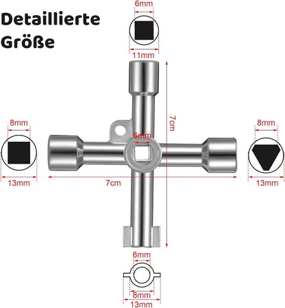 Veraing 4-Wege-Schaltschrankschlüssel Gaszählerschränken