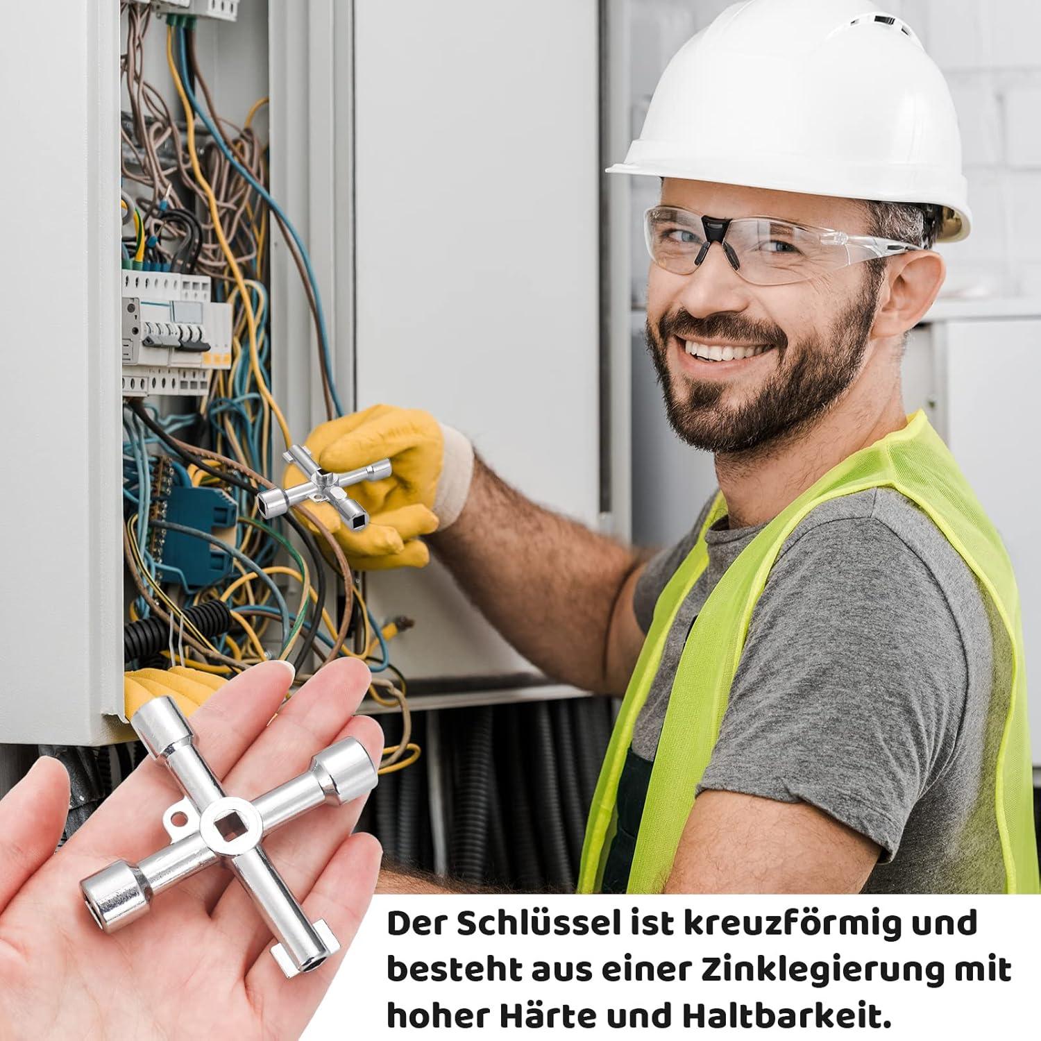 Vierwege-Schaltschrankschlüssel 2er Set, Multifunktions Drehmomentschlüssel-Kreuzschlüssel