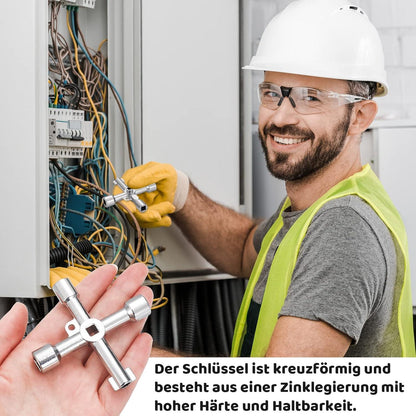Vierwege-Schaltschrankschlüssel 2er Set, Multifunktions Drehmomentschlüssel-Kreuzschlüssel