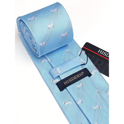Herren Krawatte Tiermuster Hochzeit Business Set Blau Hund