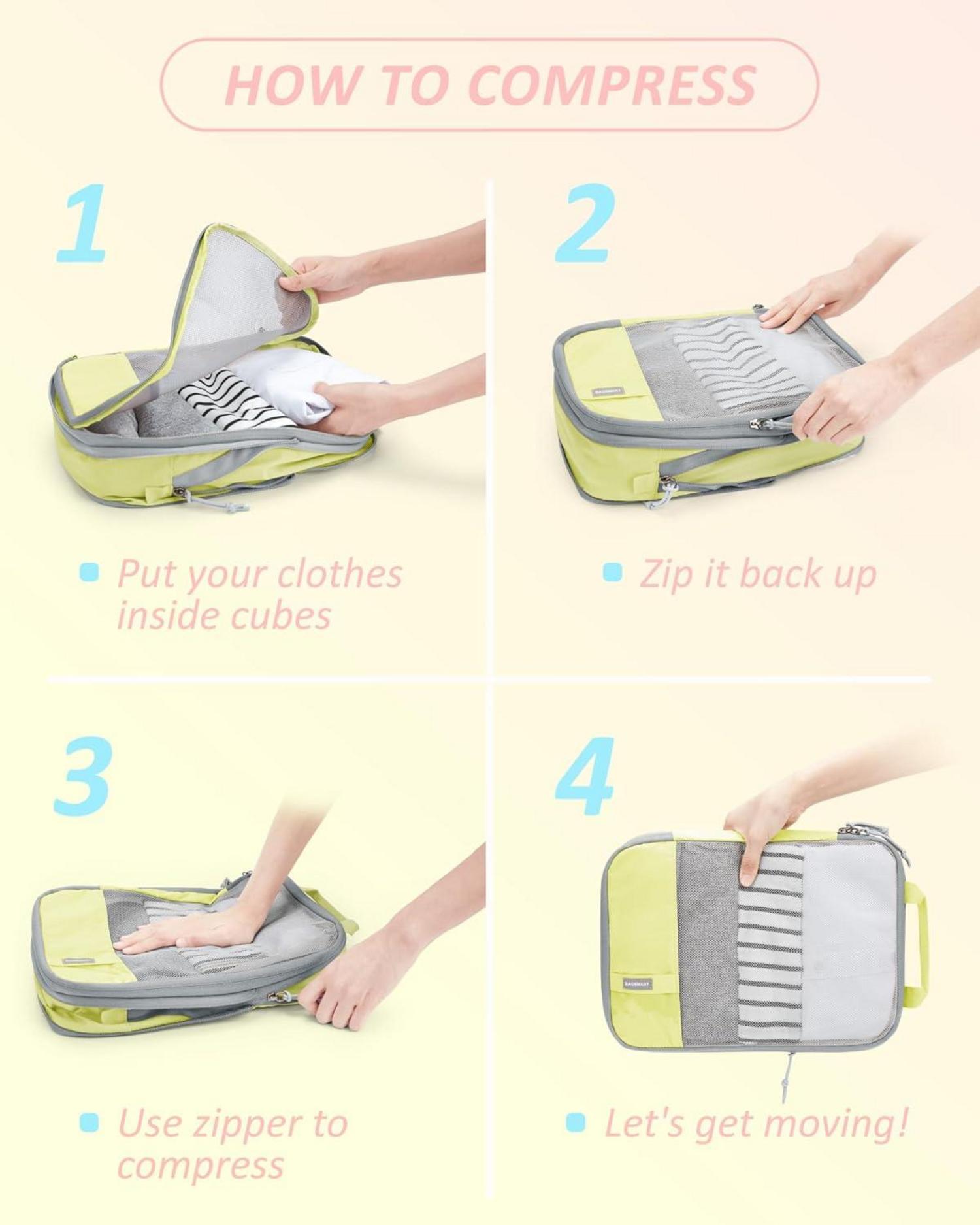 Packwürfel Set 6tlg. Transparente Organizer Taschen für Rucksack & Koffer
