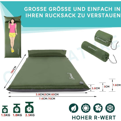 Selbstaufblasende Isomatte Camping 3,8 cm Outdoor