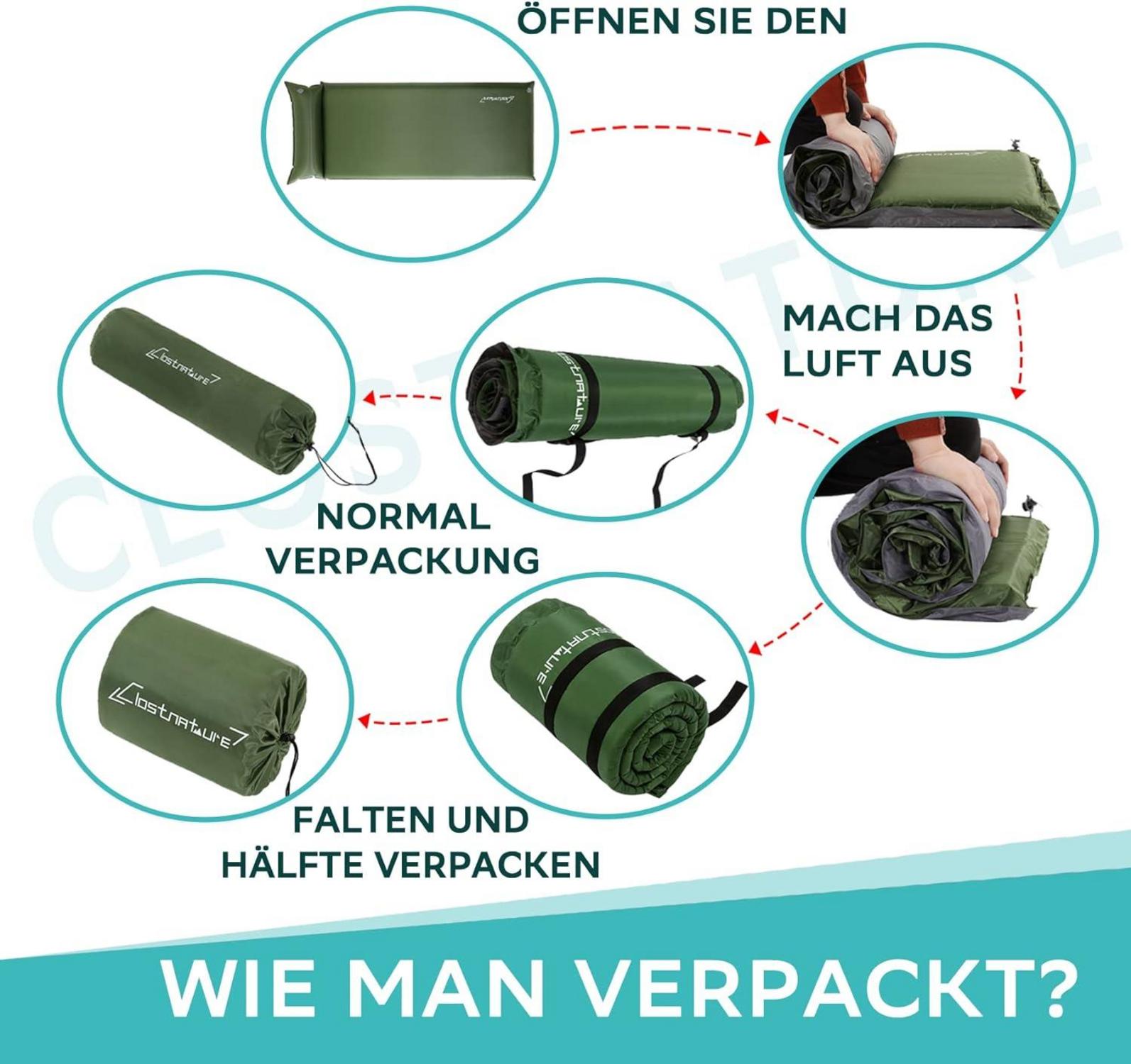 Clostnature Camping Isomatte Selbstaufblasend 3,8 cm Dick Blau