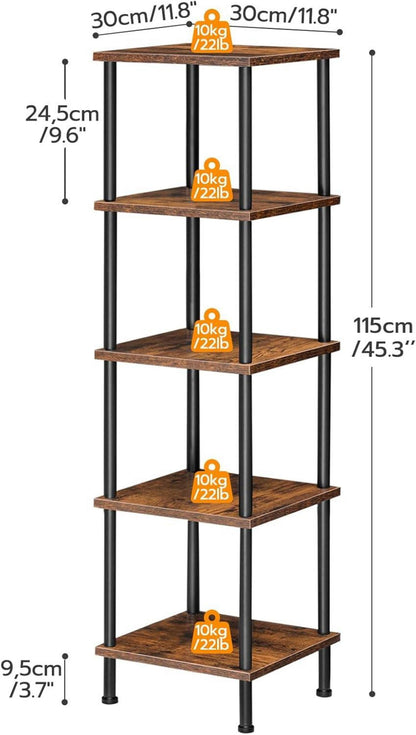 Hoobro Regal mit 5 Ebenen schmales Eckregal Industrial Bücherregal