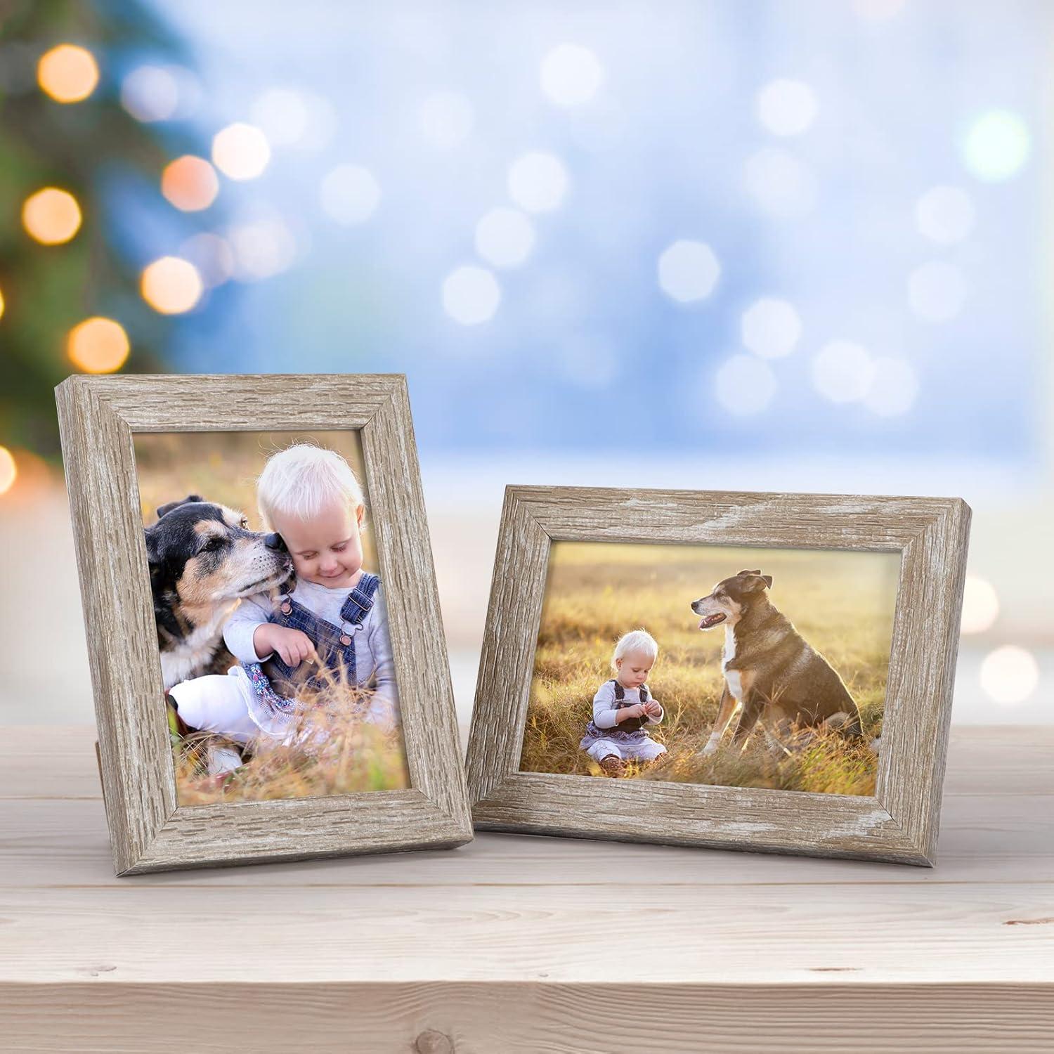 12er Set Bilderrahmen Collage 9x13 cm Beige Holzmaserung