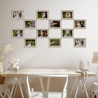 Bilderrahmen Collage 9x13 cm Set Beige Holzmaserung 12