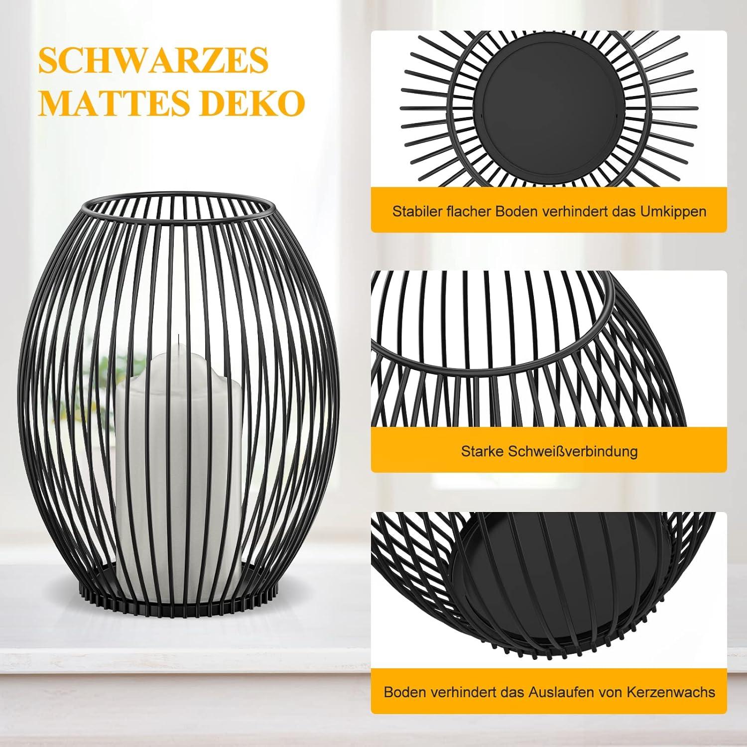 GoMaihe Kerzenständer 2er Set Metall Schwarz für Stumpenkerzen Vintage Tischdeko