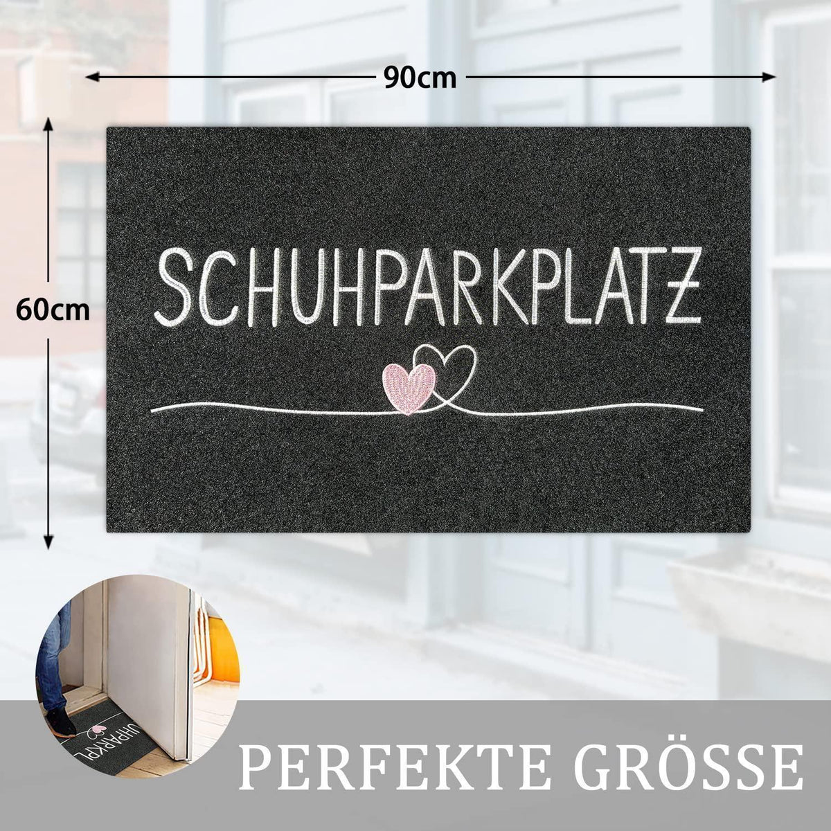 Fußmatte 90x60 cm – Rutschfest & Schmutzfangend für Innen & Außen