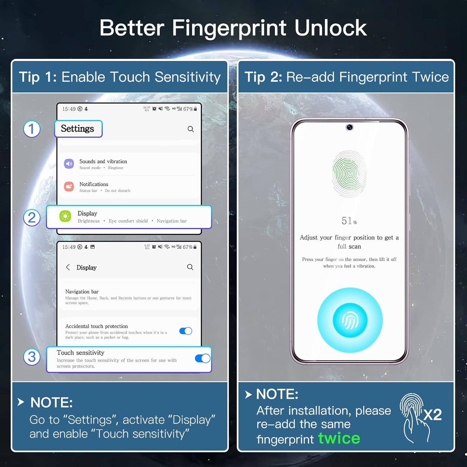 Samsung Galaxy S23+ Sichtschutz Panzerglas Kamerafolie 2er