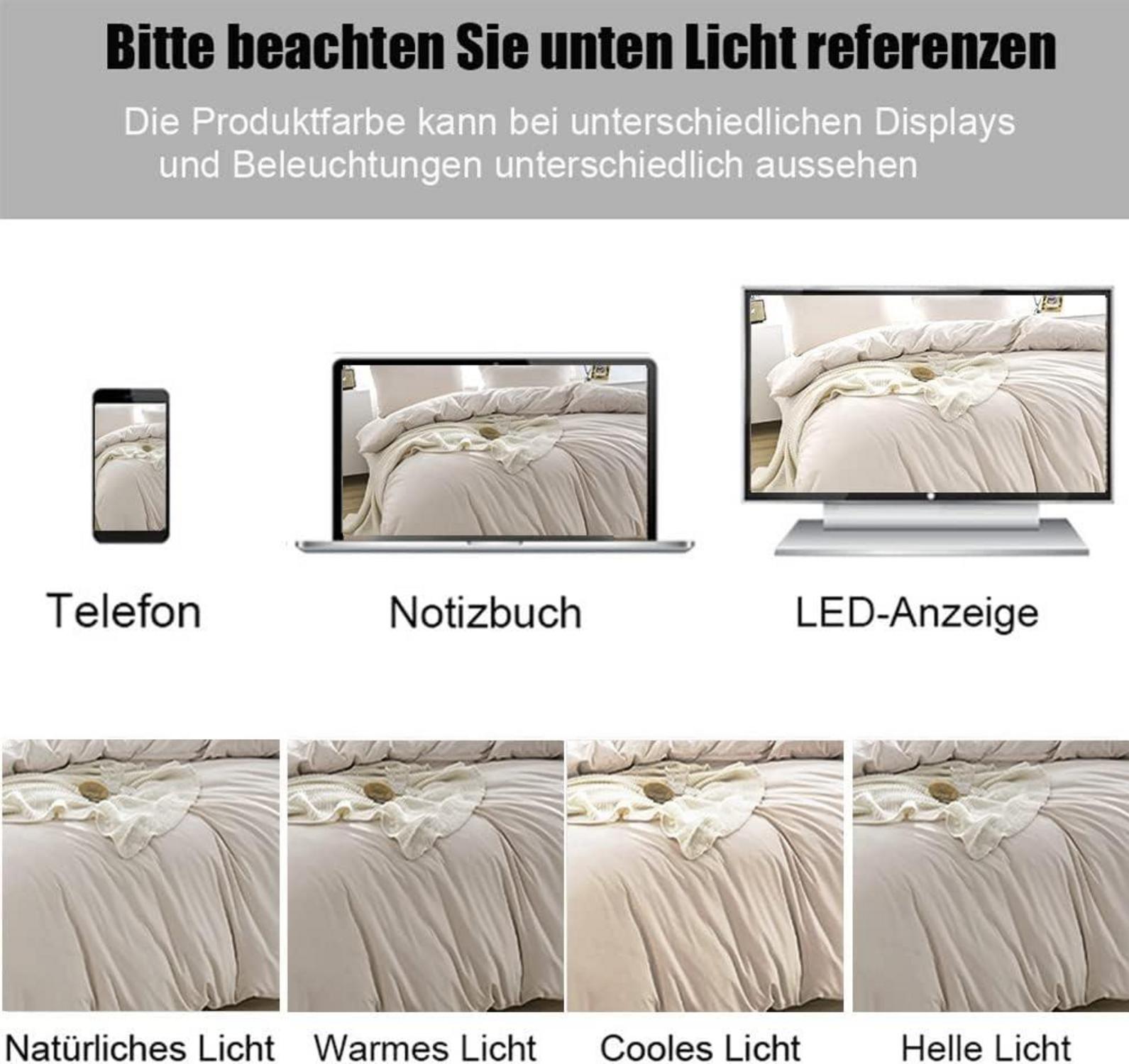 Bettwäsche Set 155x220 Beige Mikrofaser bügelfrei knitterfrei 1x