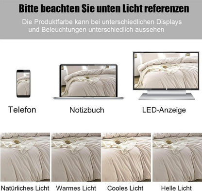 Bettwäsche Set 155x220 Beige Mikrofaser bügelfrei knitterfrei 1x
