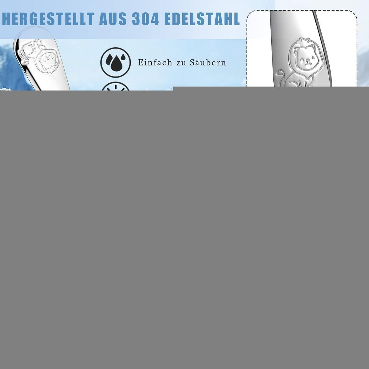 Kinderbesteck Set 4-teilig Edelstahl Tiere – Geschenk für Kinder