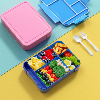 Brotdose Kinder Lunchbox Fächer 1330ml Auslaufsicher Schule Kindergarten Blau