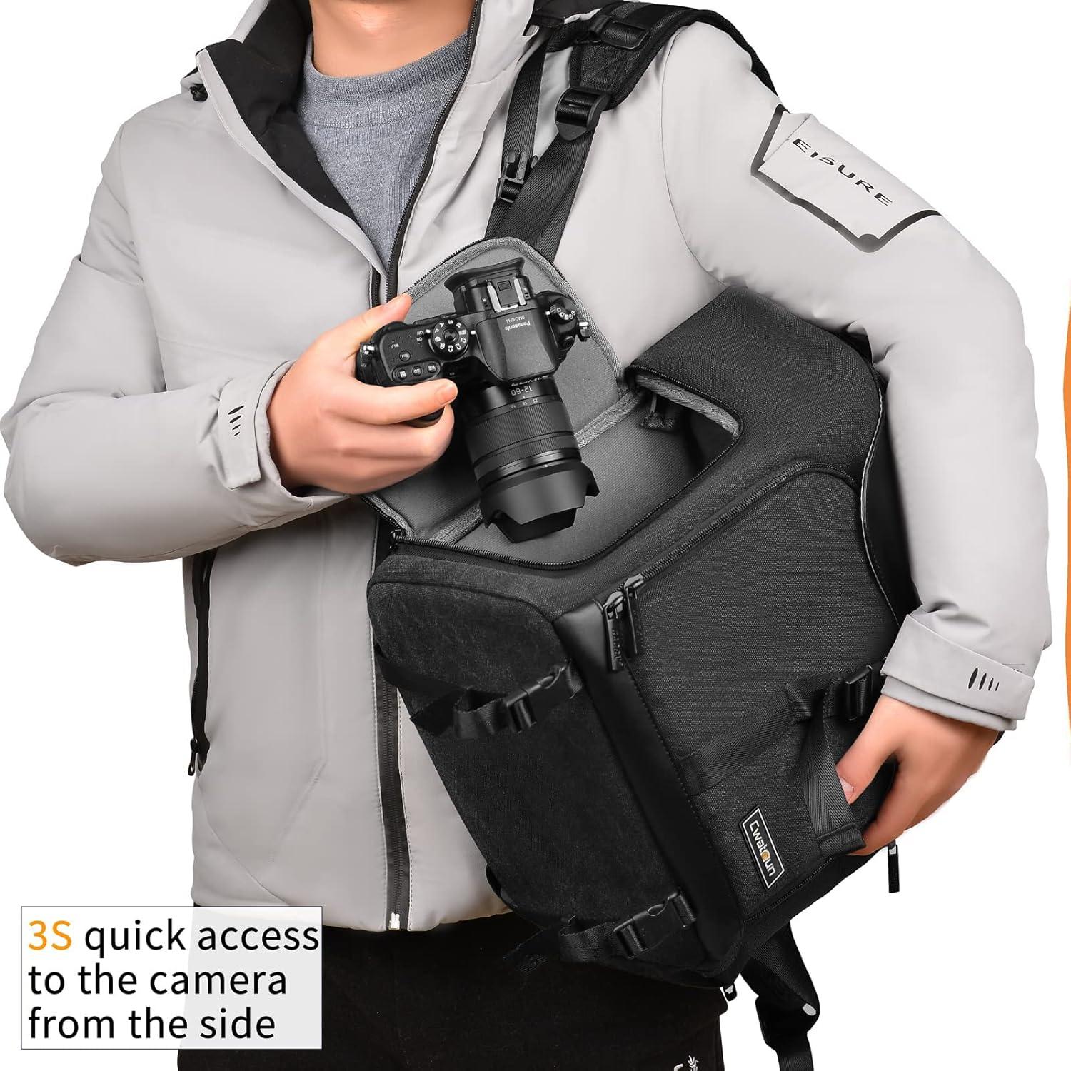 Kamerarucksack Tasche Canvas Professional SLR DSLR spiegellos wasserdicht Schwarz